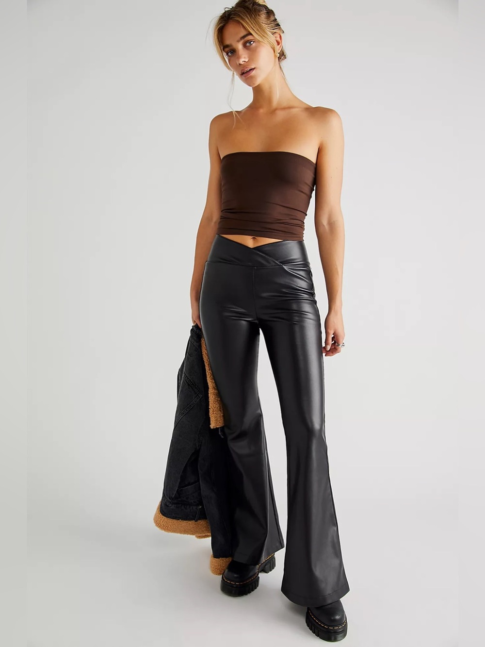 Free People Venice Beach Vegan Flare Pants size 31